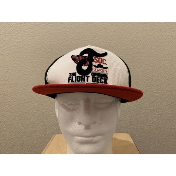 Fly Society The Flight Original Deck F SOC White Black Red Snapback Hat Cap - Picture 1 of 10